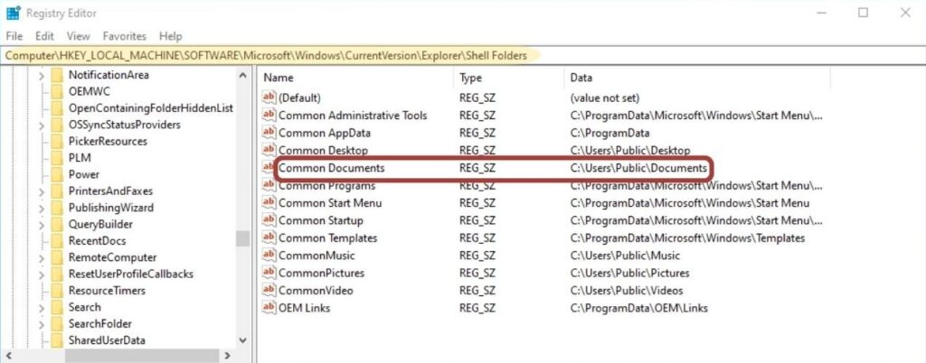 Review and create the Common Documents string key.