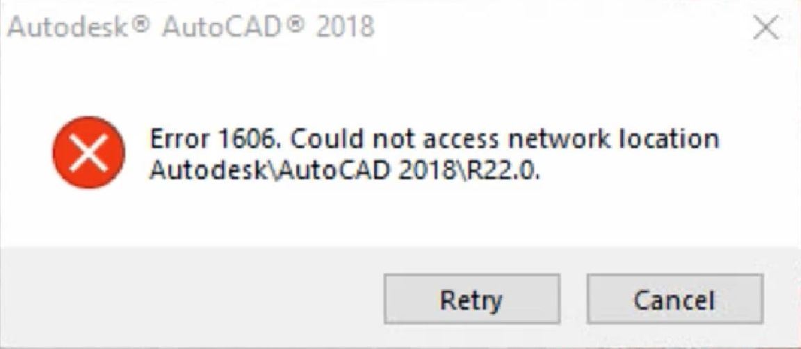 How to fix Autodesk Installation or Opening Error 1606. Could not access network location?